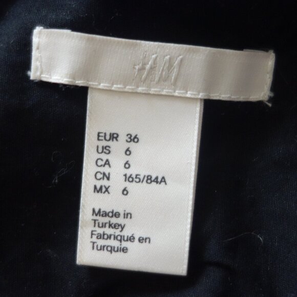 H&M Made in Turkey Size US 6 165/84A 100% Cotton Black Dress - Picture 8 of 9